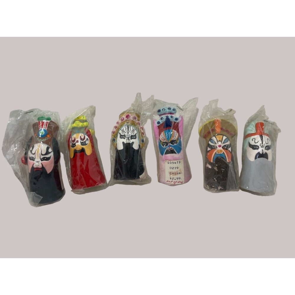 Set of 6 Chinese Opera Character Hand Painted Figurines Made in China Collectibl